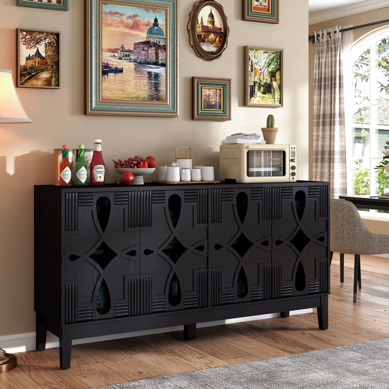 Buffet 60,5 "Mid Century, Noir