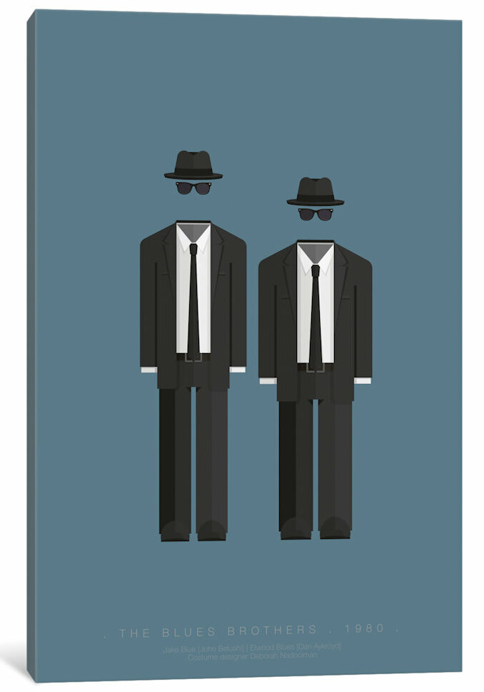 Famous Hollywood Costumes Series: The Blues Brothers' Graphic Art Print On Canvas East Urban Home Size: 40 H x 26 W x 1.5 D