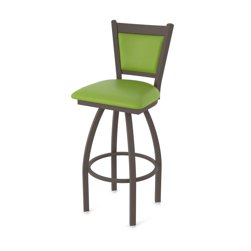 Tabouret pivotant Hadleigh, Tabouret de comptoir (siège d'une hauteur de 25 p, Bronze, Vinyle - vert kiwi Canter