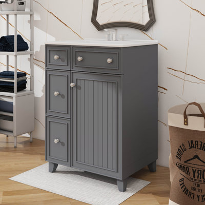Meuble-lavabo 24 po avec lavabo en céramique chic