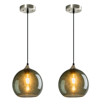 Bernard 2 - Light Single Globe Pendant Light Glass Pendant Lights Kitchen Island Lighting