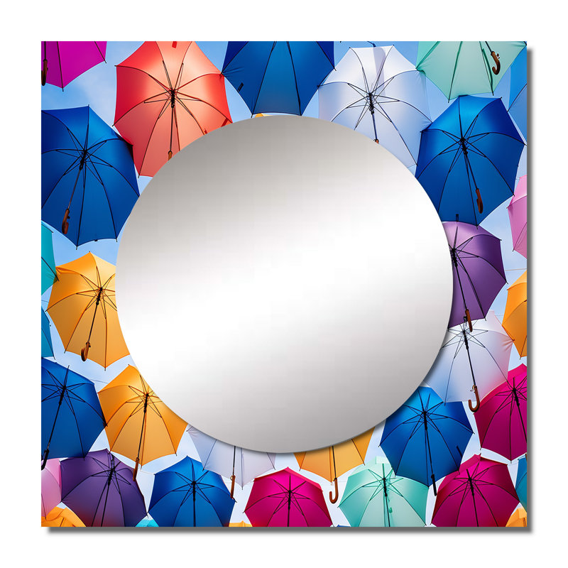 Erdet - Art mural miroir carré de salon Sky, 29 po x 29 po