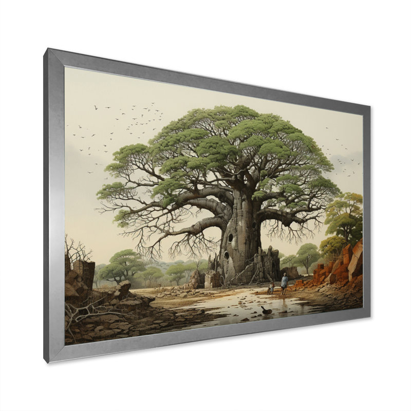 Baobab les gardiens II - impression, Cadre photo argenté, H 30 po x l 40 po x P 1,5 po