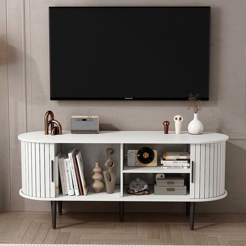Console moderne 47 po, porte coulissante pour salon, blanc