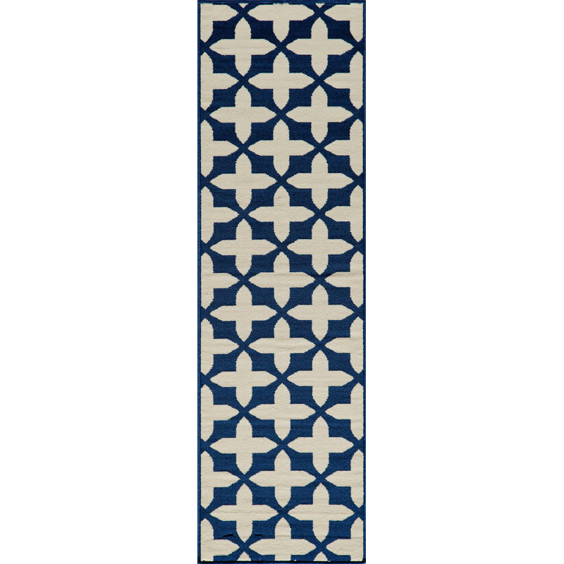 Tapis bleu marine Ashleigh, Tapis de couloir 2 pi 3 po x 7 pi 6 po