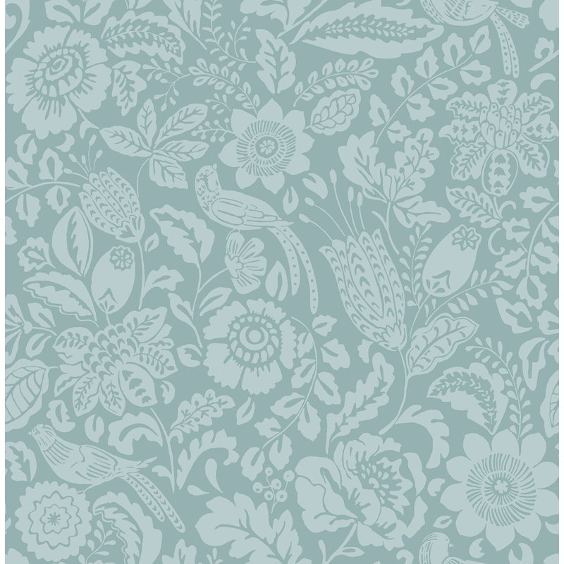 Marta Navy Floral Trail Wallpaper, Teal