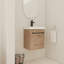 Meuble-lavabo mural 18 po avec lavabo en céramique et armoire à fermeture en douceur, parfait pour les petites salles de bain-126233195