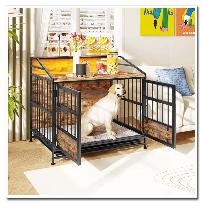 Chenil d'intérieur en bois multi-fonctions, H 31,5 po x l 24,02 po x P 34,65 po