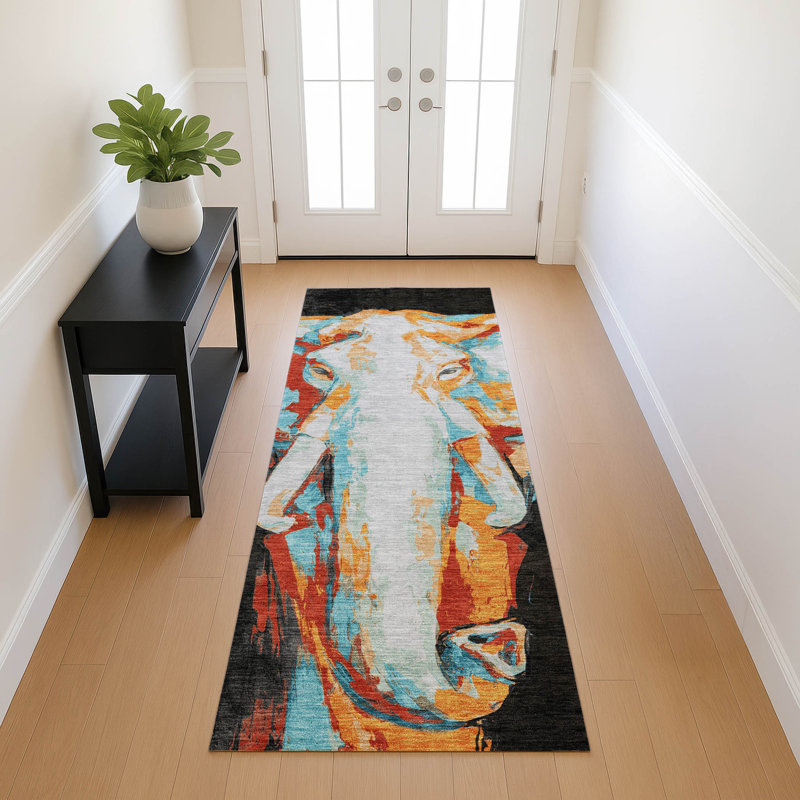 Machine Washable Indoor/Outdoor Houtz ACN2279 Animal Rug, Runner 2'3" x 7'6"