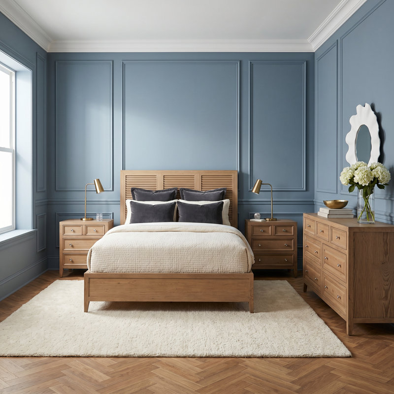Carlingford Sand Dune Bedroom Set, 5 Pcs: Bed, 2 Nightstands, Dresser, Mirror, Queen