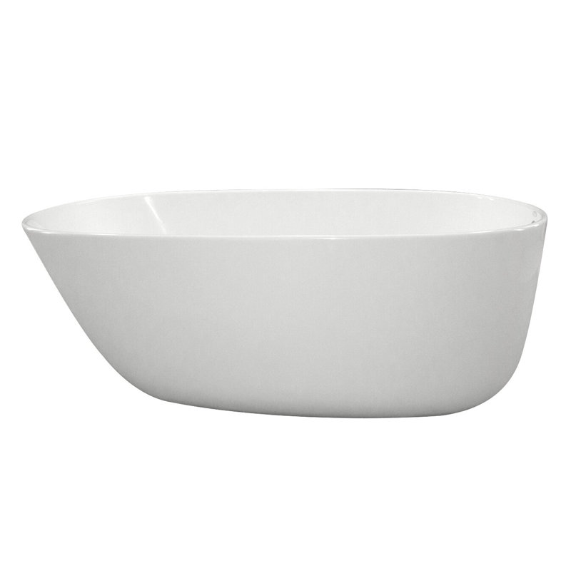 Daniela 58'' L Soaking Bathtub, White, Satin Chrome