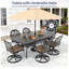 Ensemble de salle à manger 7 pièces en fonte d'aluminium pour patio, table rectangulaire de L 82,68 po avec trou pour parasol et 6 chaises pivotantes avec coussins bruns-712923087