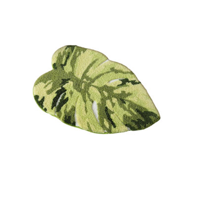 Cute Green Monstera Leaf Bathroom Rug, Fluffy, Plush, Soft, Non Slip, Absorbent Bath Mat, Machine Washable For Shower Floor, Kitchen Sink, Bedroom, Kids Room