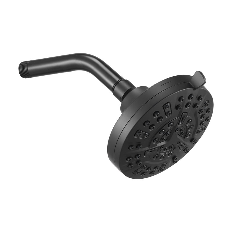 Tub and Shower Faucet Set, Complete with 5-Inch Rainfall Shower Head and Bathtub Spout, 8-Setting Adjustable Spray, Single-Handle Tub Trim Kit with Brass Pressure Balancing Valve, Matte Black