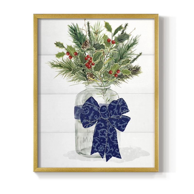 Evergreen Chinoiserie Framed Print - Solid Wood, 11" H x 9" W, Gold