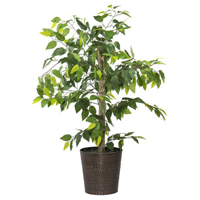 48'' Faux Ficus Plant in Metal Planter