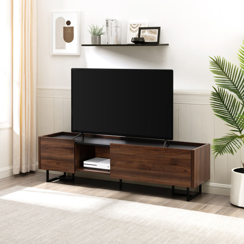 Arwin 63" Media Console with Cubby Storage for TVs up to 65", Dark Walnut