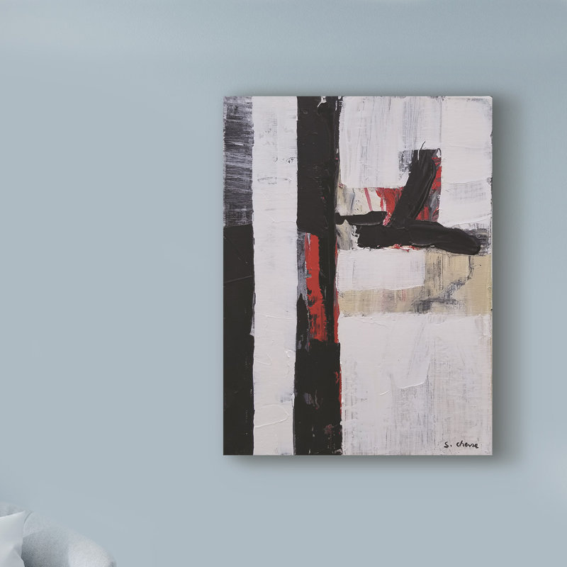 Black And White Abstract 180702 by Masters Fine Art - Wrapped Canvas Print, 24" H x 18" W x 2" D