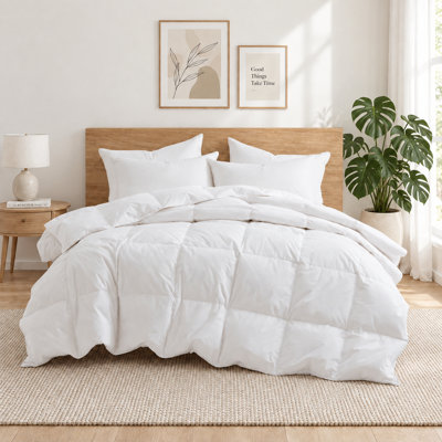 All Season Goose Feather Fiber Comforter with 100% Cotton Cover Duvet Insert