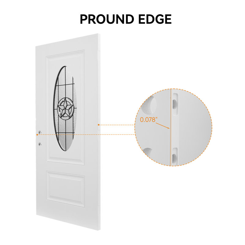 Durable Exterior Doors, 36x80 Fiberglass Modern Oval Glass Home Entry