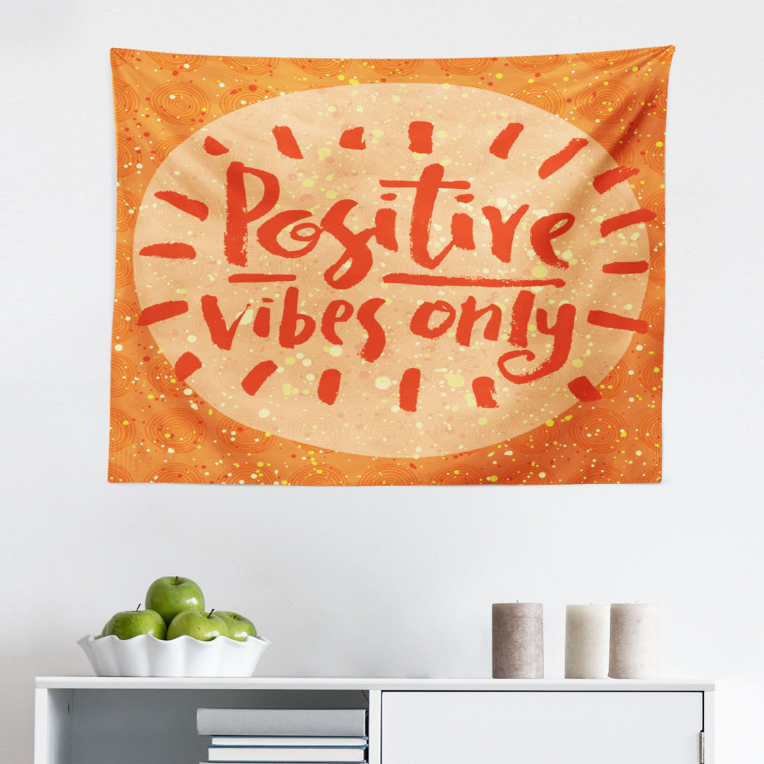 Wandbehang Positive Vibes nur Hand Lettering Worte auf Doodle Hintergrund