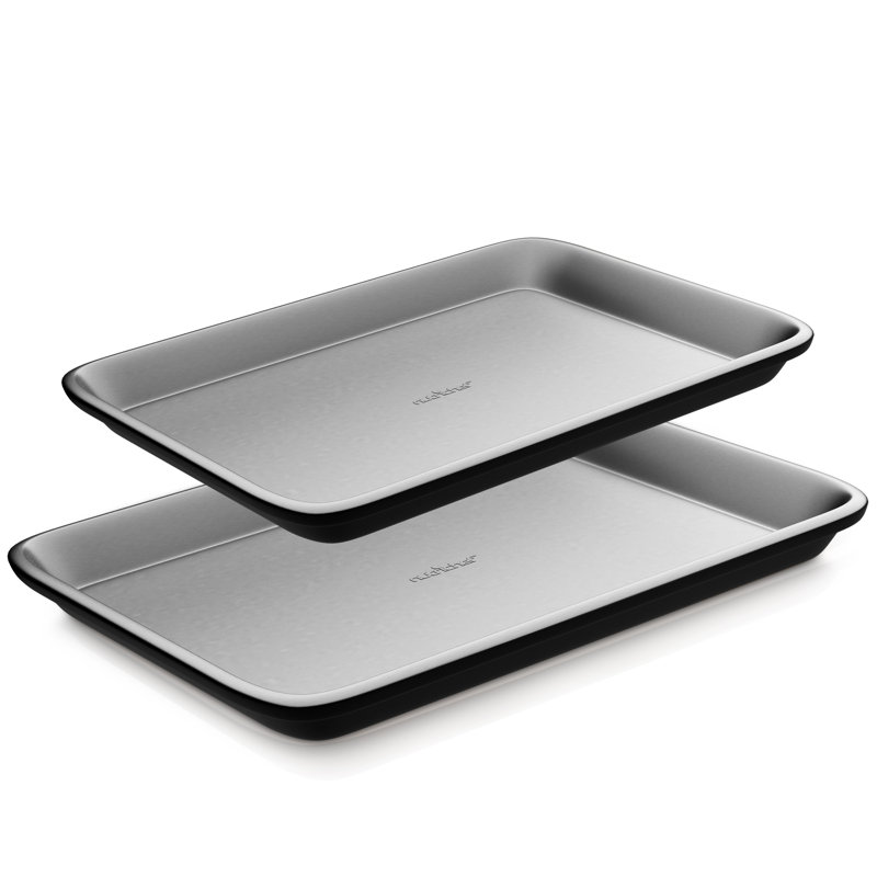 NutriChef Non-Stick Steel 2 Piece Baking Sheet Set, Gray