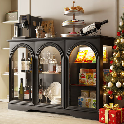 47" Wide Glass Door Sideboard With Led