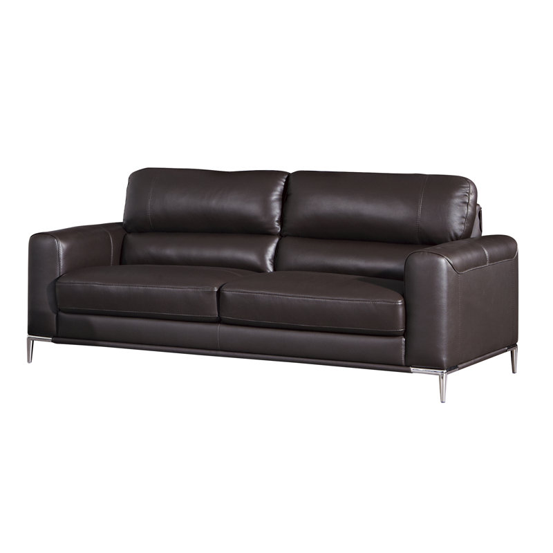 Canapé à accoudoirs coussinés en cuir véritable 82 po H Tennis, Anthracite foncé