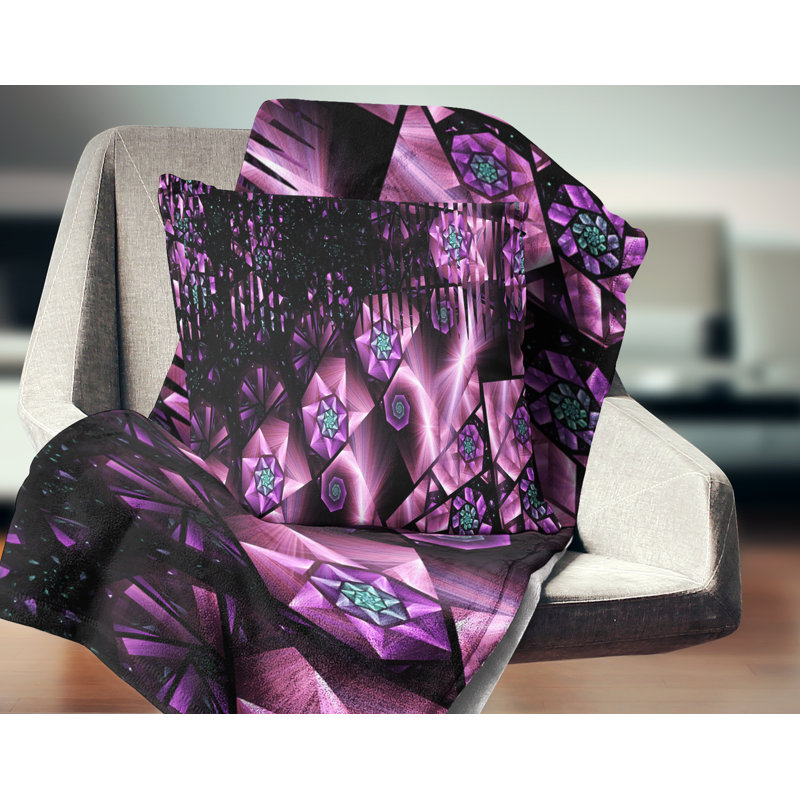 Éclat mauve de ciel étoilé - coussin imprimé abstrait, 16 po x 1 po, Coussin décoratif