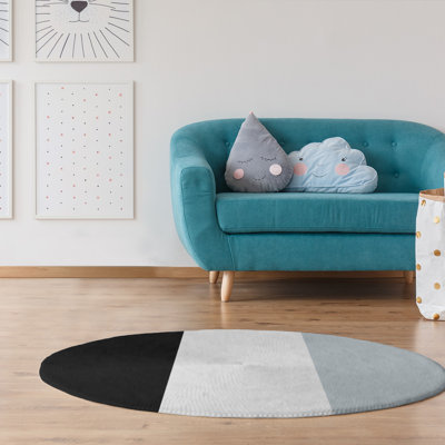 Tapis noir/argent rayé