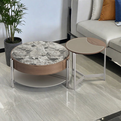 Vintage style round coffee table combination