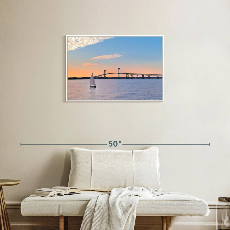 Newport Bridge, Floating Frame White, 31" X 21"