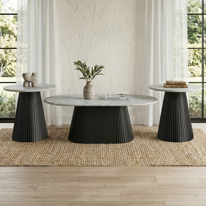 Ensemble de tables basses Huot, 3 pièces: table basse, 2 tables de bout