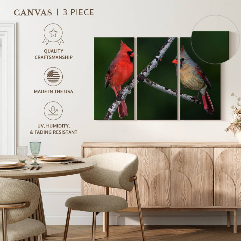 Brampt Pair Of Cardinal Birds, 20" H x 33" W