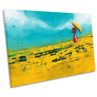 Yellow Umbrella Girl - Wrapped Canvas Print