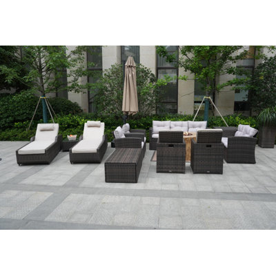 Almanza 11 - Person Patio Conversation Set with Cushions