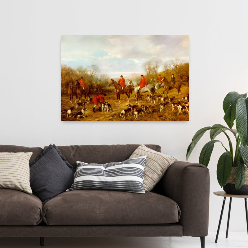 «Autumn Fox Hunt», reproduction d'art classique sur toile, paysage traditionnel abstrait, H 32 po x l 48 po