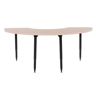 Adapte 36 x 72 Half Moon Woodgrain Activity Table with Adjustable Tapered Legs