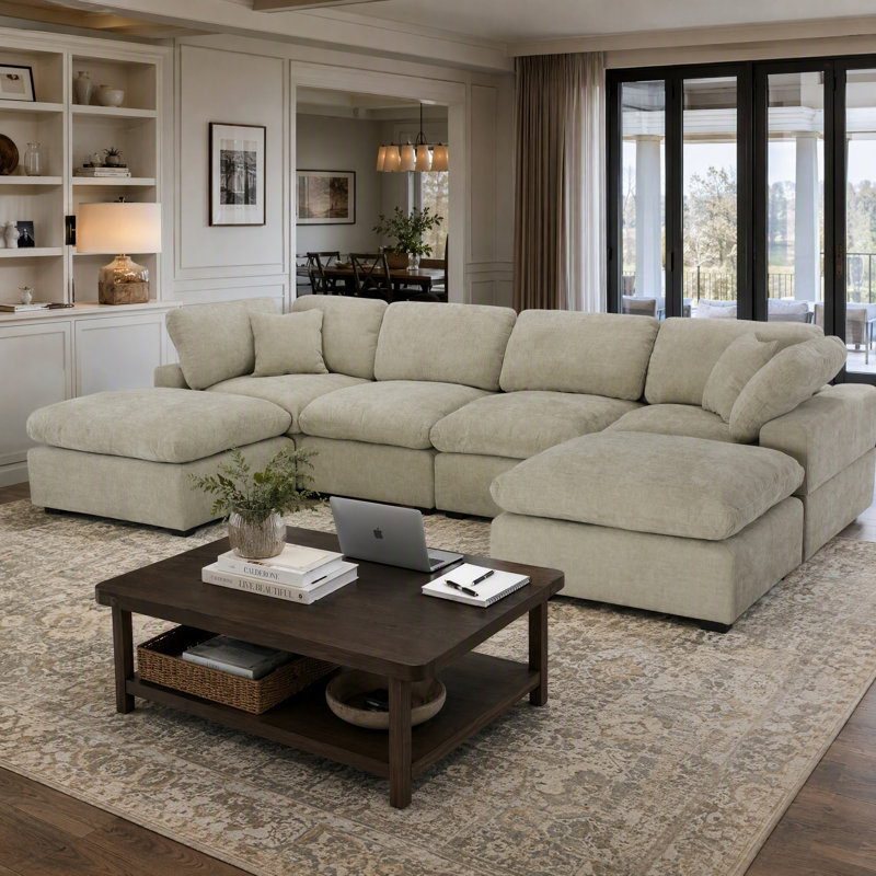 Canapé modulaire réversible 6 pièces 6 pièces, Taupe clair