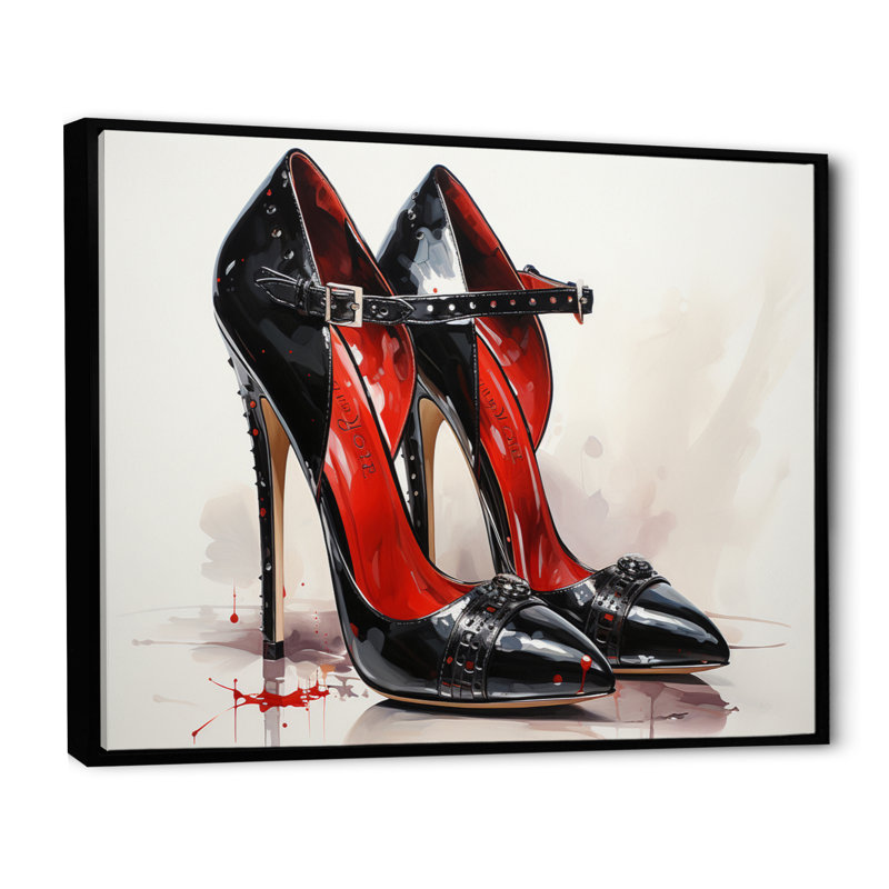 " Black And Red High Heels Symphony IX ", Cadre flottant noir, H 30 po x l 40 po x P 1,5 po