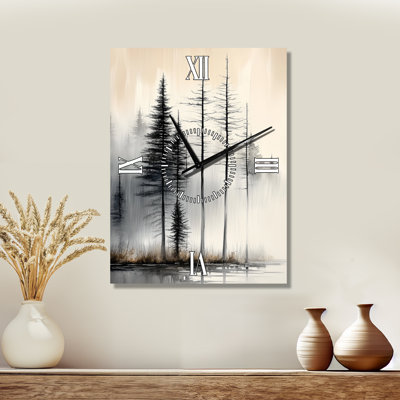 Horloge murale décorative Japandi Misty Summer Pines I