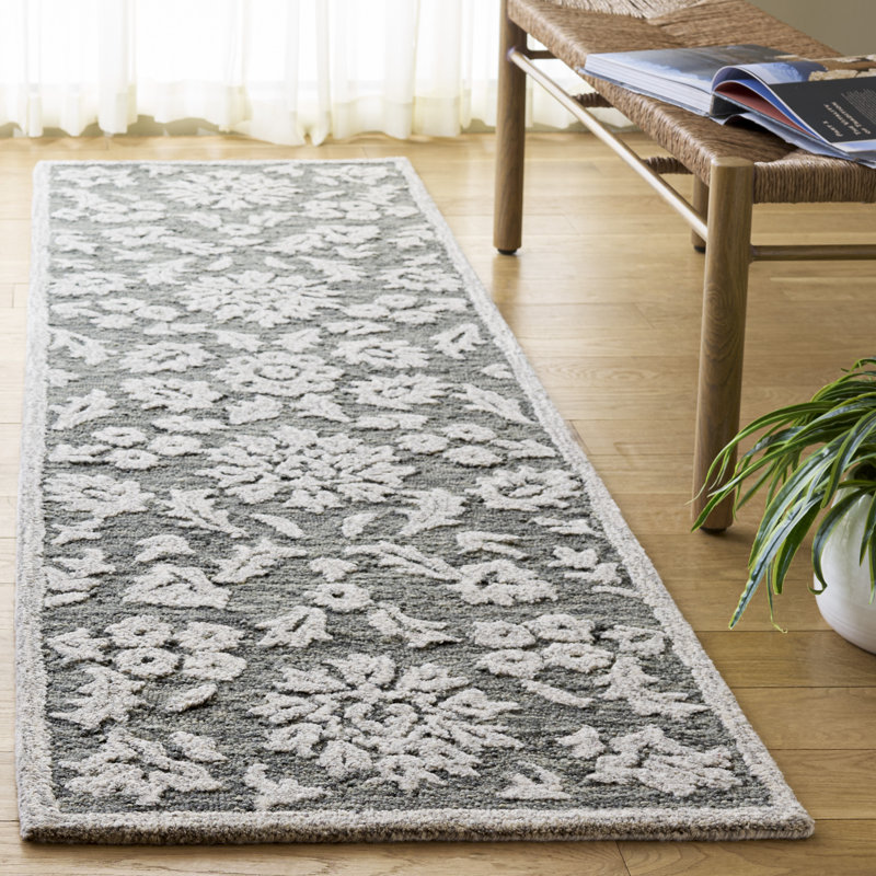 Blossom Hand Tufted Wool;Cotton Damask Indoor Rug, 2'-3" X 8'-0" Runner
