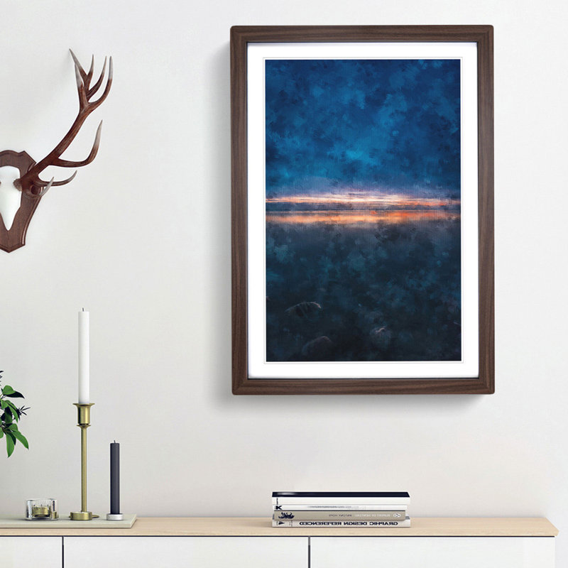 Horizon on the Beach - Framed Print, 33cm H x 24cm W x 2cm D, Walnut Framed
