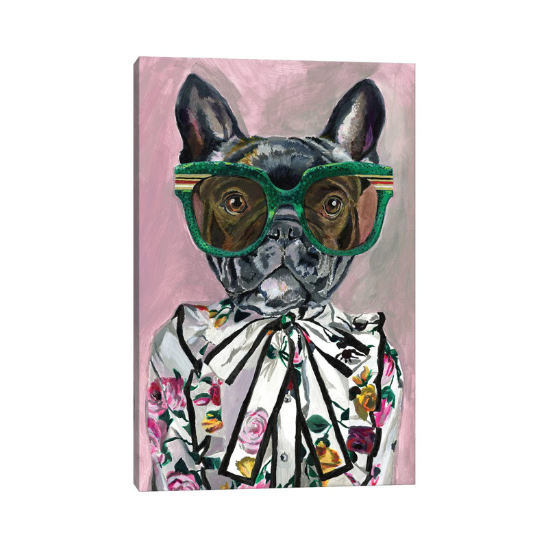 «Frenchie» par Heather Perry - impression d'art graphique, Toile tendue, H 48 po x l 32 po x P 1,5 po
