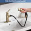 Robinet de salle de bain en acier inoxydable - escamotable en or brossé, bouchon de bonde escamotable et plaque de pont inclus-121638726