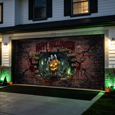 Spooky Halloween Garage Door Mural with Jack-O-Lantern