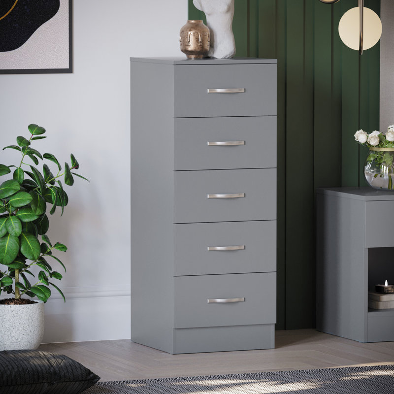 Maybery 34.5cm W 5 - Drawer Chest of Drawers, Grey