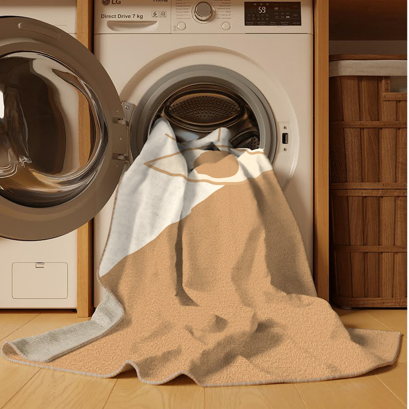 Tapis beige lavable à la machine Percilla, 6x9