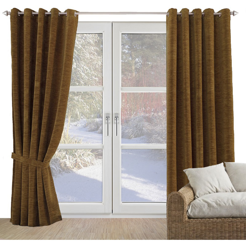 Gracierose Synthetic Eyelet Single Curtain Panel, opaque, 245cm Width x 270cm Drop, Fawn brown