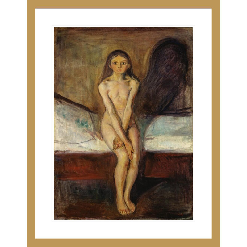 La puberté par Edvard Munch - estampe numérique encadrée, H 29,5 po x l 23,09 po